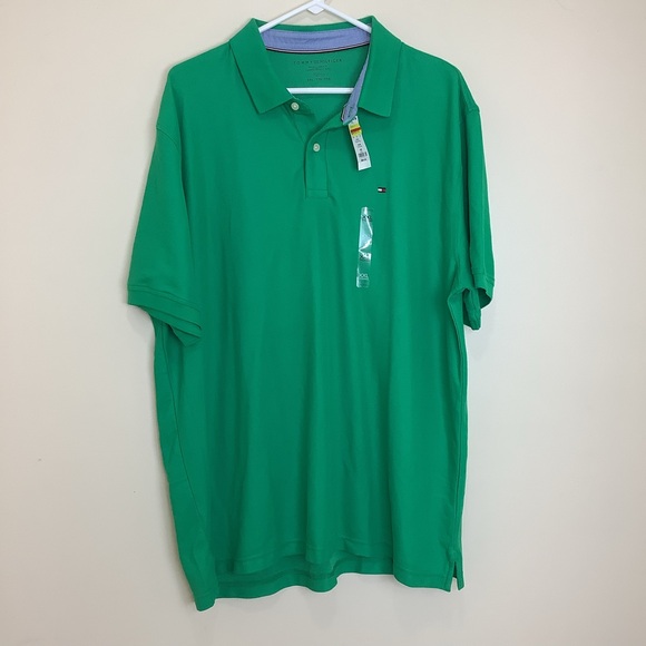 Tommy Hilfiger Polo Shirt XXL Men Green Classic Fit Short Sleeve New With Tags - Picture 1 of 6